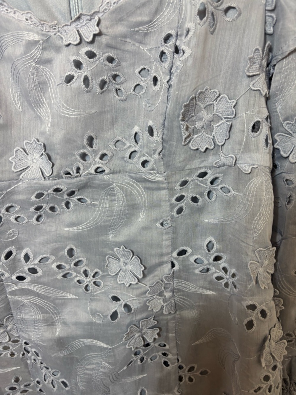 Altar'd State Light Lavender textured Floral Lace Long Sleeve Mini event Dress - Picture 5 of 8